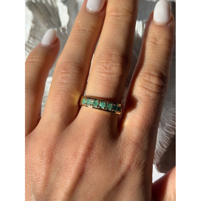 925 Sterling Silver Gold Plated Emerald Ring Size 9