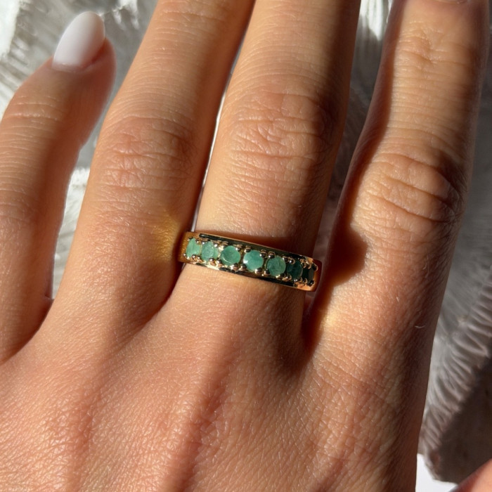 925 Sterling Silver Gold Plated Emerald Ring Size 9