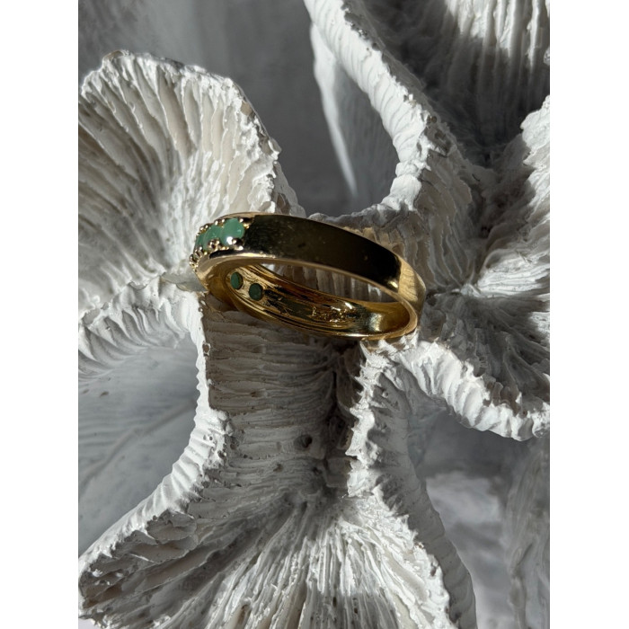 925 Sterling Silver Gold Plated Emerald Ring Size 9
