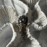 925 Sterling Silver Blue Topaz & Marcasite Ring Size 4