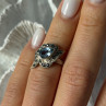 925 Sterling Silver Blue Topaz & Marcasite Ring Size 4