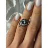 925 Sterling Silver Blue Topaz & Marcasite Ring Size 4