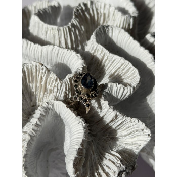 925 Sterling Silver Blue Topaz & Marcasite Ring Size 4