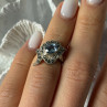 925 Sterling Silver Blue Topaz & Marcasite Ring Size 4