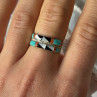 Zuni 925 Sterling Silver Multi-Stone Ring Size 8