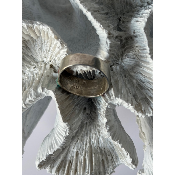 Zuni 925 Sterling Silver Multi-Stone Ring Size 8