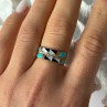 Zuni 925 Sterling Silver Multi-Stone Ring Size 8