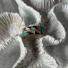 Zuni 925 Sterling Silver Multi-Stone Ring Size 8