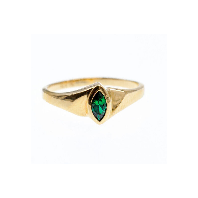 14K YELLOW GOLD EMERALD RING SIZE 10.5