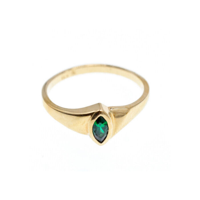 14K YELLOW GOLD EMERALD RING SIZE 10.5