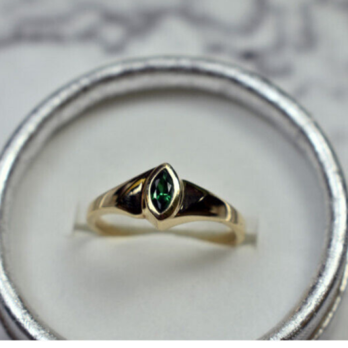 14K Yellow Gold Emerald Ring Size 10.5