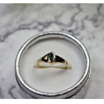 14K YELLOW GOLD EMERALD RING SIZE 10.5
