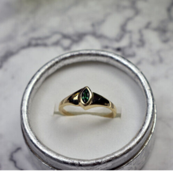 14K Yellow Gold Emerald Ring Size 10.5