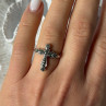 925 Sterling Silver Cross Marcasite Ring Size 7