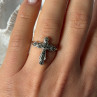 925 Sterling Silver Cross Marcasite Ring Size 7