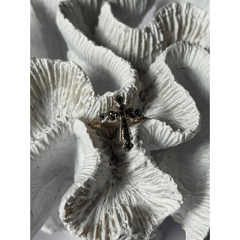 925 Sterling Silver Cross Marcasite Ring Size 7