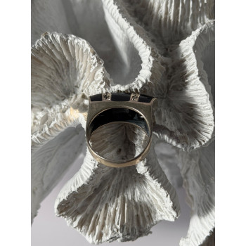 Vintage 925 Sterling Silver Onyx & Marcasite Ring Size 8.5