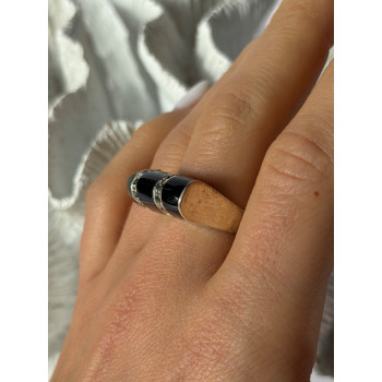 Vintage 925 Sterling Silver Onyx & Marcasite Ring Size 8.5