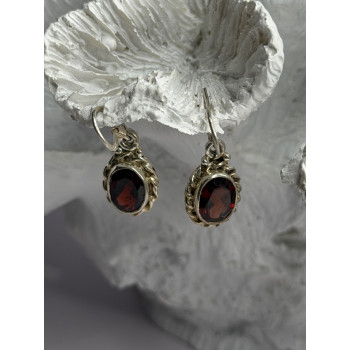 Vintage 925 Sterling Silver Garnet Earrings