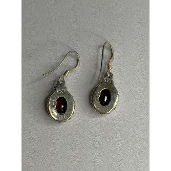Vintage 925 Sterling Silver Garnet Earrings