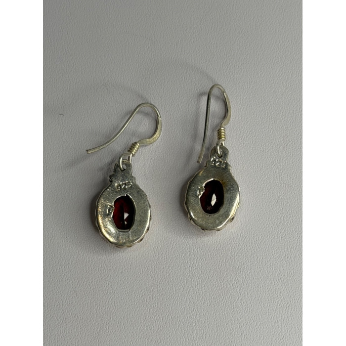 Vintage 925 Sterling Silver Garnet Earrings
