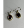 Vintage 925 Sterling Silver Garnet Earrings