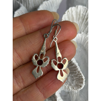 925 Sterling Silver Garnet Dangle Earrings