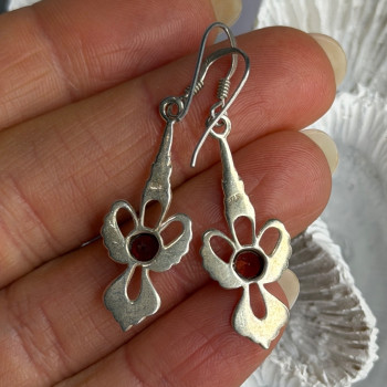 925 Sterling Silver Garnet Dangle Earrings