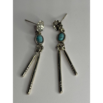Vintage 925 Sterling Silver Turquoise Earrings