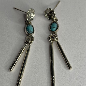 Vintage 925 Sterling Silver Turquoise Earrings