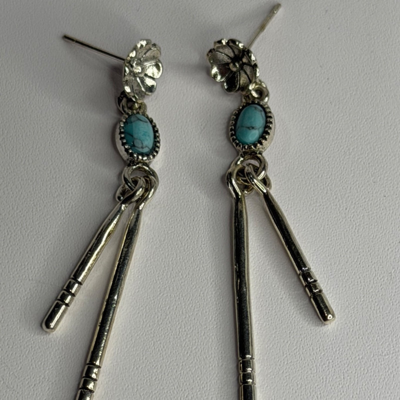 Vintage 925 Sterling Silver Turquoise Earrings