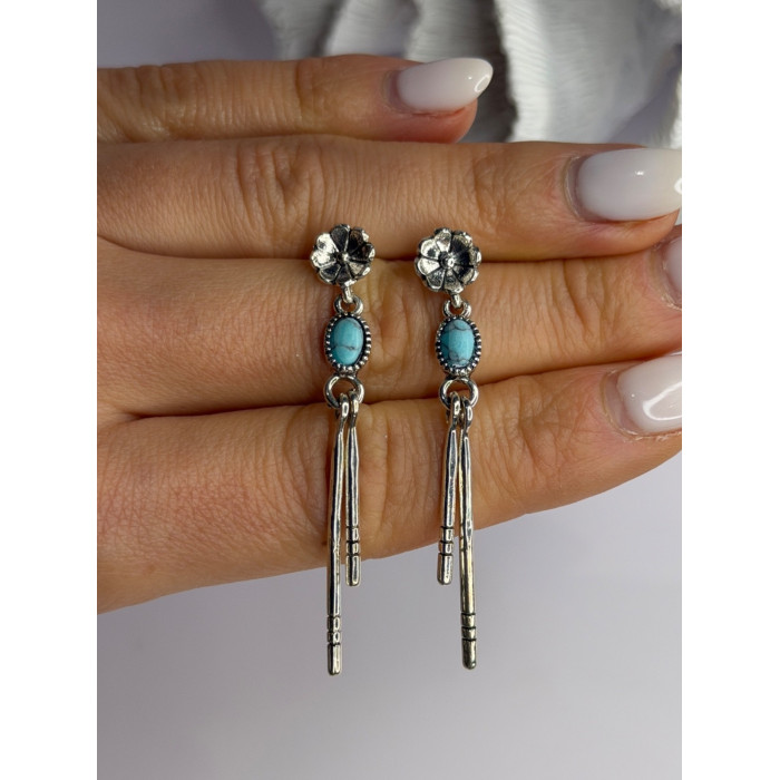 Vintage 925 Sterling Silver Turquoise Earrings