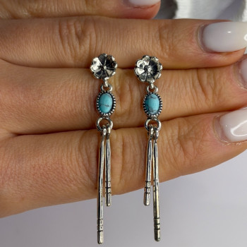 Vintage 925 Sterling Silver Turquoise Earrings