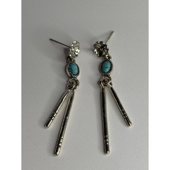 Vintage 925 Sterling Silver Turquoise Earrings