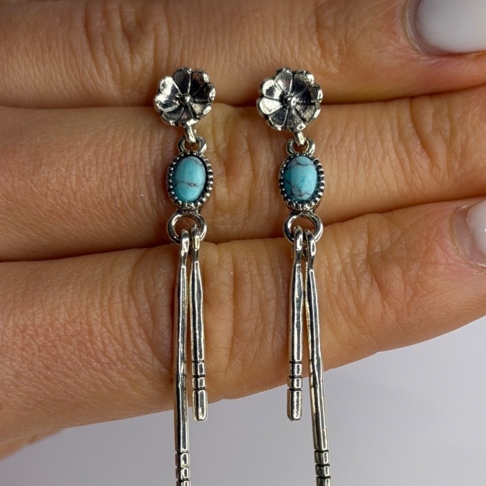 Vintage 925 Sterling Silver Turquoise Earrings