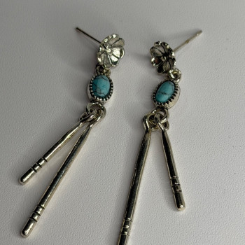 Vintage 925 Sterling Silver Turquoise Earrings