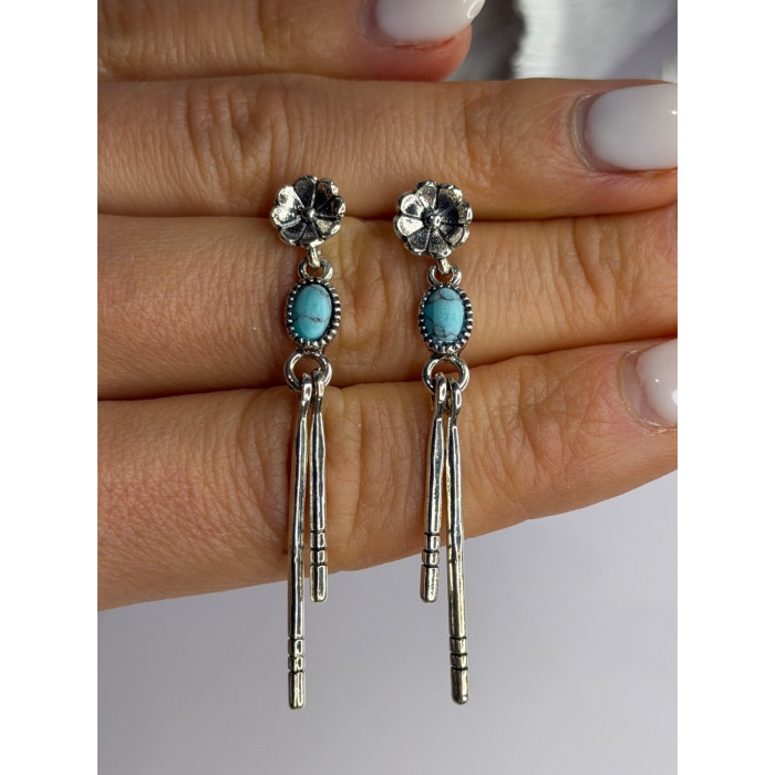 Vintage 925 Sterling Silver Turquoise Earrings