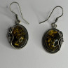 Vintage 925 Sterling Silver Amber Earrings