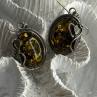 Vintage 925 Sterling Silver Amber Earrings