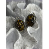 Vintage 925 Sterling Silver Amber Earrings