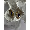 925 Sterling Silver Gold Plated Blue & White Sapphire Earrings
