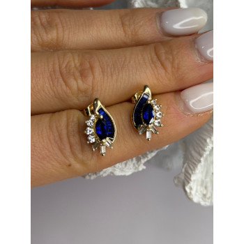 925 Sterling Silver Gold Plated Blue & White Sapphire Earrings