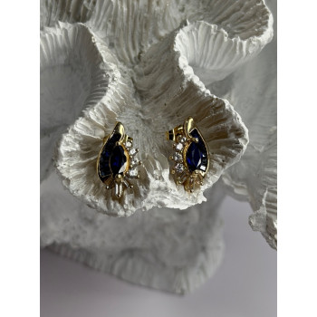 925 Sterling Silver Gold Plated Blue & White Sapphire Earrings