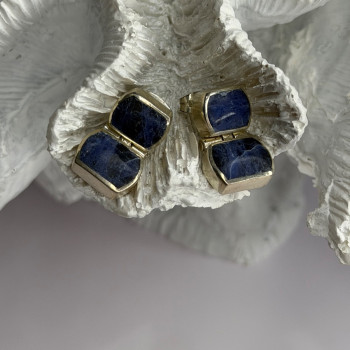 Vintage 950 Sterling Silver Sodalite Earrings