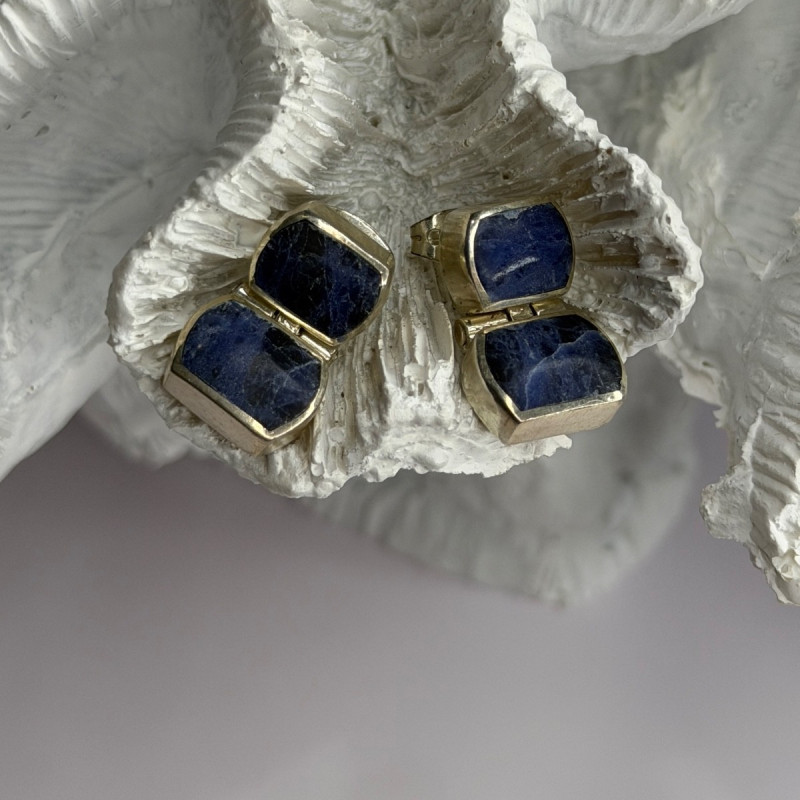 Vintage 950 Sterling Silver Sodalite Earrings