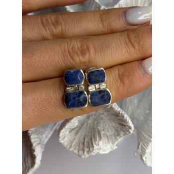 Vintage 950 Sterling Silver Sodalite Earrings