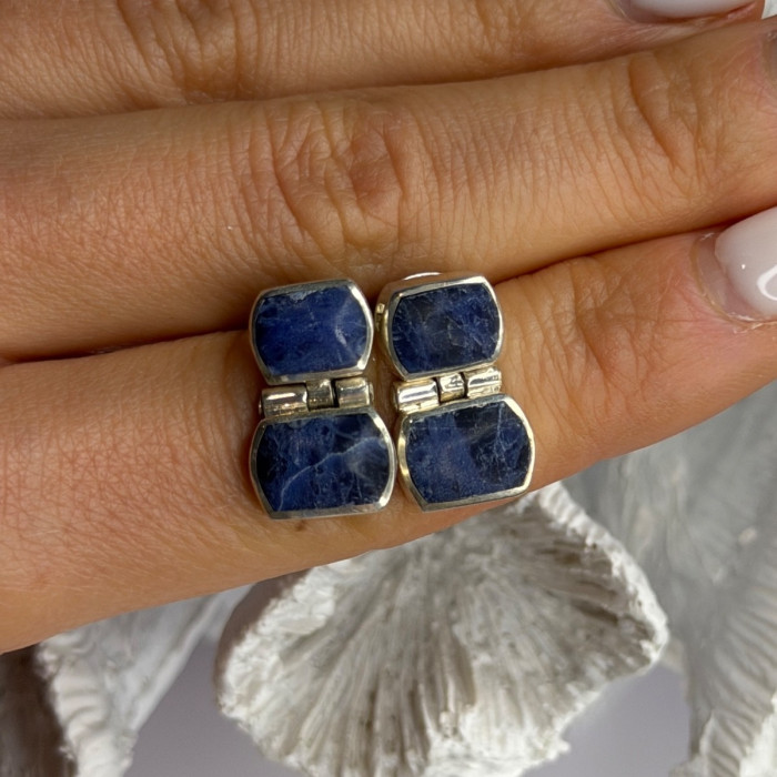Vintage 950 Sterling Silver Sodalite Earrings