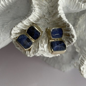 Vintage 950 Sterling Silver Sodalite Earrings