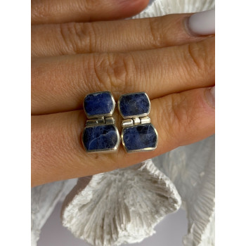 Vintage 950 Sterling Silver Sodalite Earrings