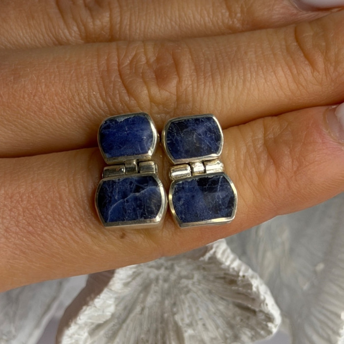 Vintage 950 Sterling Silver Sodalite Earrings